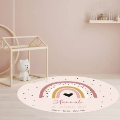 Teppich mit Regenbogenmotiv in Rosa oder Blau mit Personalisierung
