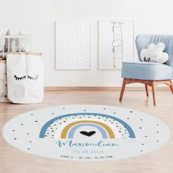 Teppich mit Regenbogenmotiv in Rosa oder Blau mit Personalisierung