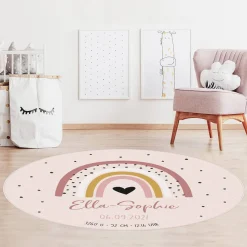 Teppich mit Regenbogenmotiv in Rosa oder Blau mit Personalisierung