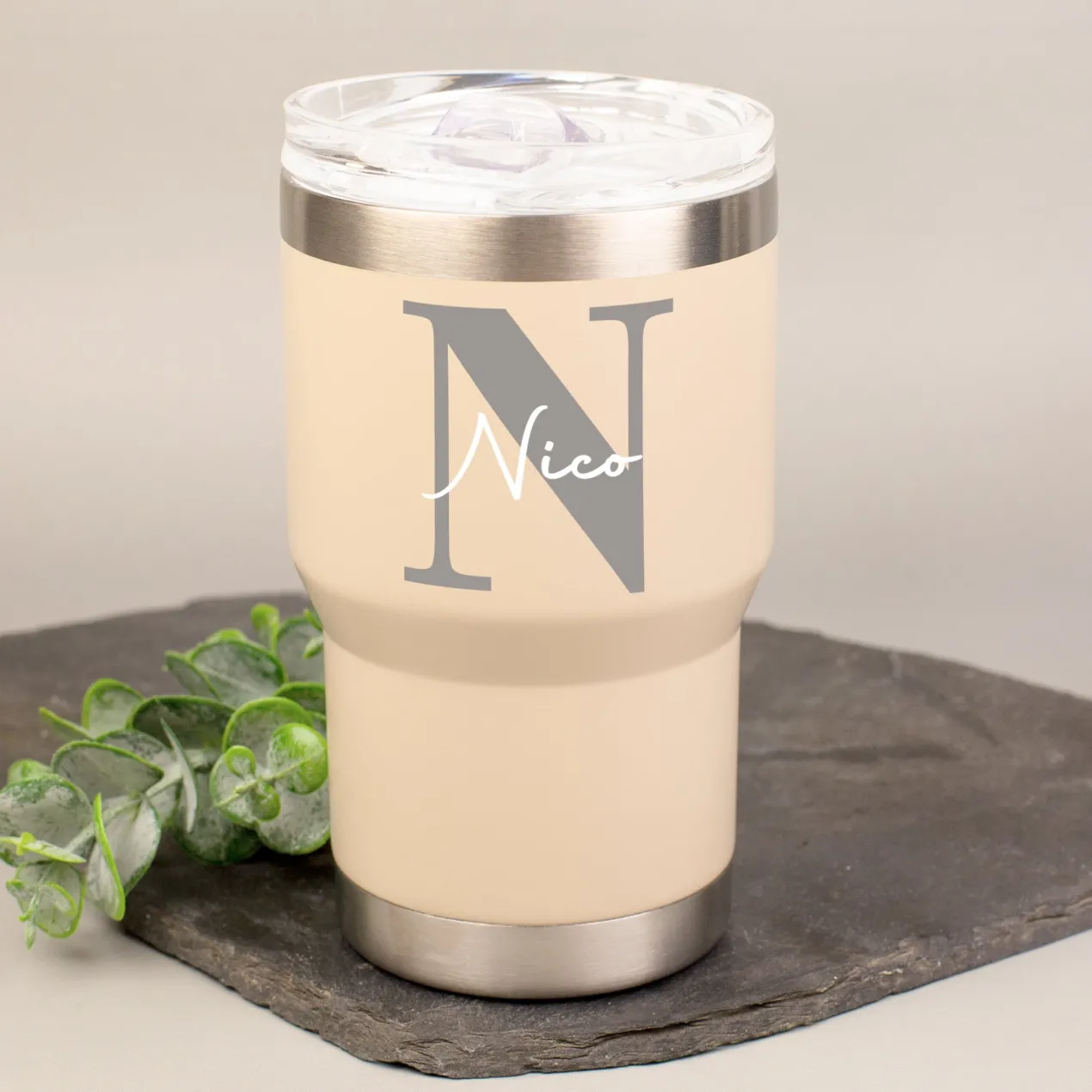 Thermobecher personalisiert mit Initiale & Name | Coffee to Go Becher aus Edelstahl & Keramik