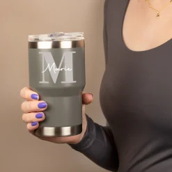 Thermobecher personalisiert mit Initiale & Name | Coffee to Go Becher aus Edelstahl & Keramik