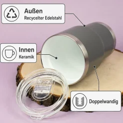 Thermobecher personalisiert mit Name und Blumen Motiv | Coffee to Go Becher als Geschenk für Frauen