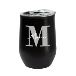 Thermobecher personalisiert mit Initiale & Name in schwarz oder weiß | Coffee to go Becher als Geschenk
