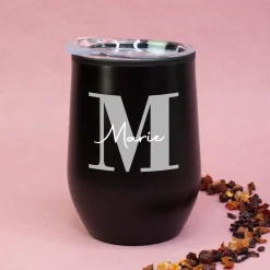 Thermobecher personalisiert mit Initiale & Name in schwarz oder weiß | Coffee to go Becher als Geschenk