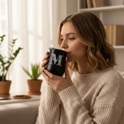 Thermobecher personalisiert mit Initiale & Name in schwarz oder weiß | Coffee to go Becher als Geschenk