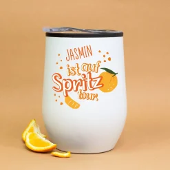 Thermobecher 'Spritztour' personalisiert mit Name | Geschenk für Freundinnen & JGA mit Farbauswahl