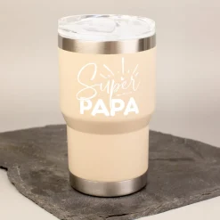 Thermobecher Super Papa aus Edelstahl & Keramik | Coffee to Go Geschenk zum Vatertag & Geburtstag