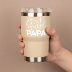 Thermobecher Super Papa aus Edelstahl & Keramik | Coffee to Go Geschenk zum Vatertag & Geburtstag