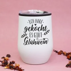 Thermobecher Weihnachten 'Ich habe gekocht - es gibt Glühwein' in 2 Farben | Weihnachtsgeschenk