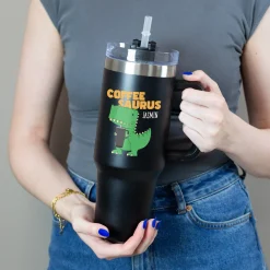 Thermobecher XXL personalisiert mit Name | Tea Rex & Coffee Saurus | 1,2 Liter Cup