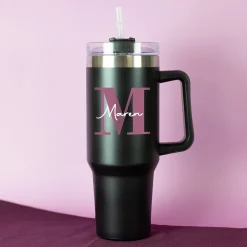 Thermobecher XXL personalisierbar mit Name & Initiale | Monogramm | 1,2 Liter Cup