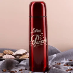 Thermosflasche graviert mit Punsch-Motiv und Name