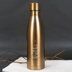 Thermosflasche in schwarz oder kupfer mit Namensgravur