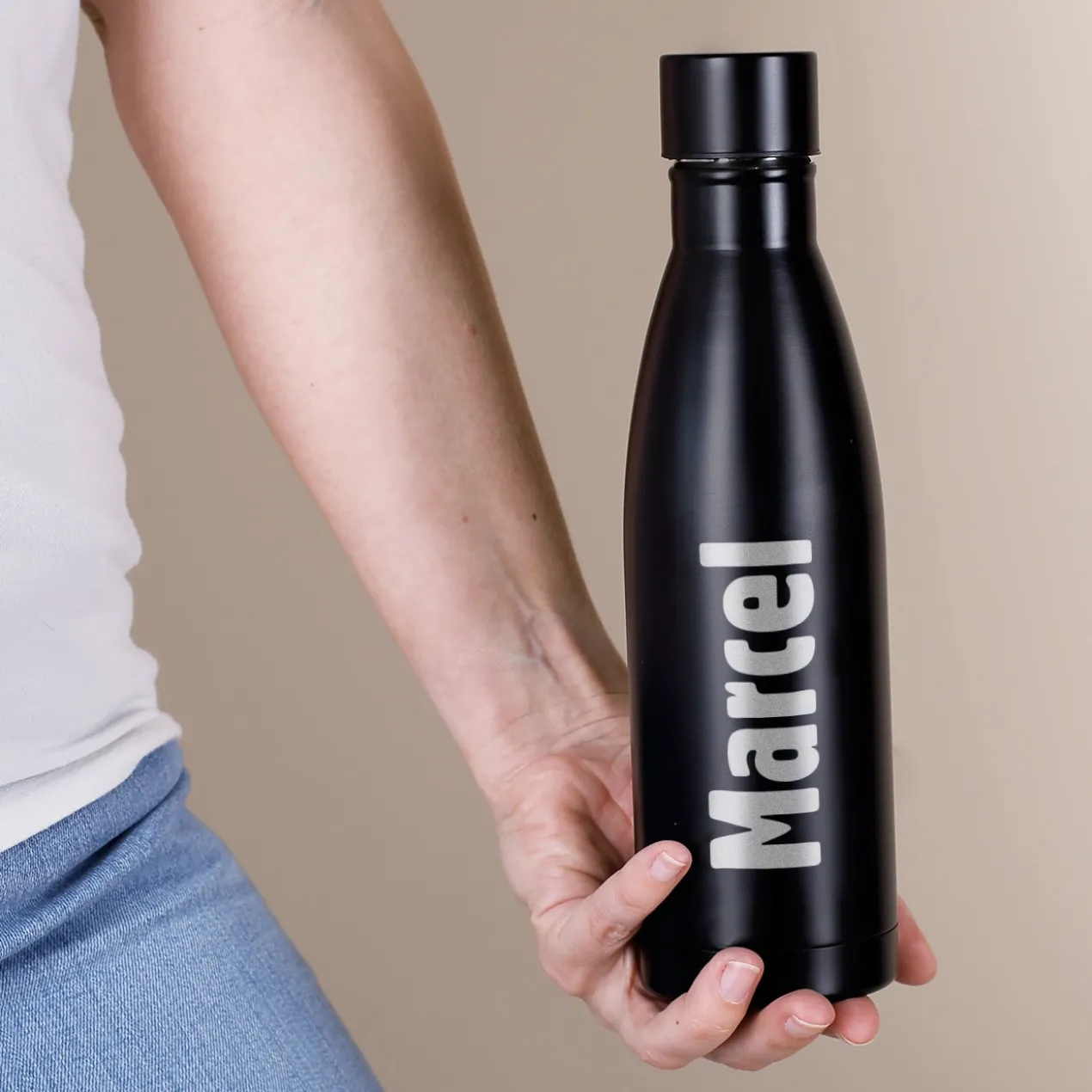 Thermosflasche in zwei Farben mit Ihrem Wunschnamen