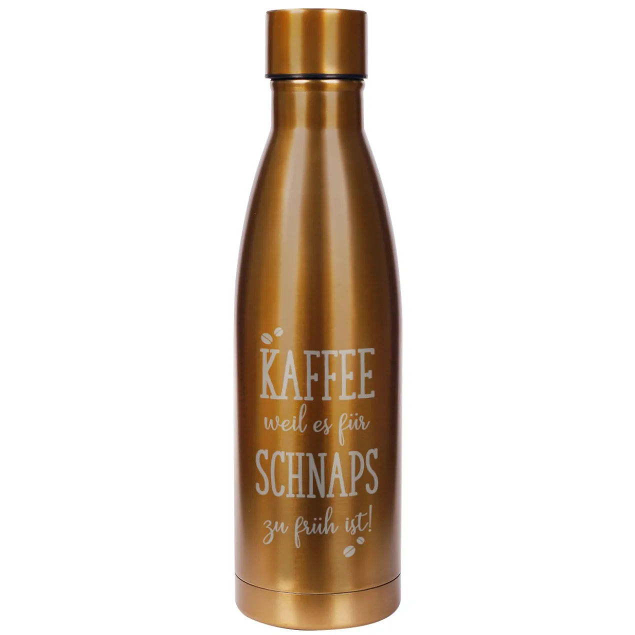 Thermosflasche mit Kaffeemotiv und Wunschtext