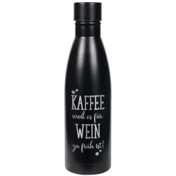 Thermosflasche mit Kaffeemotiv und Wunschtext