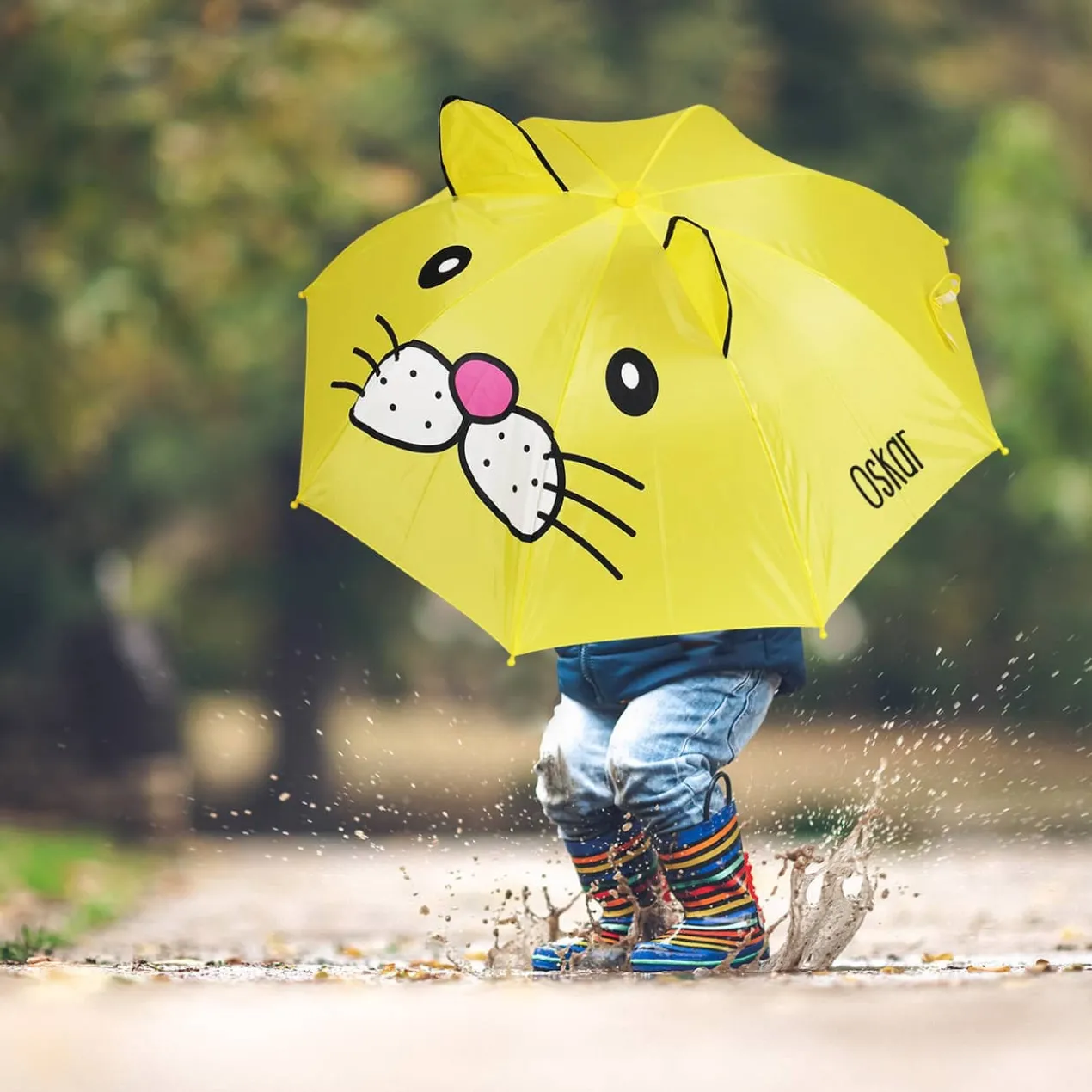 Tierischer Regenschirm für Kinder - Panda, Katze oder Frosch - mit Name