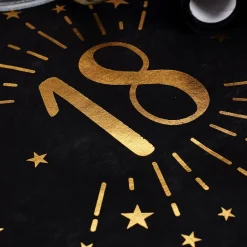 Tischläufer aus Vlies zum 18. Geburtstag - schwarz/gold