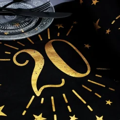 Tischläufer aus Vlies zum 20. Geburtstag - schwarz/gold