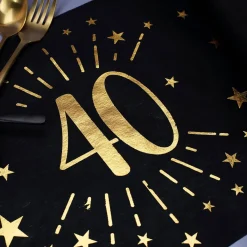 Tischläufer aus Vlies zum 40. Geburtstag - schwarz/gold