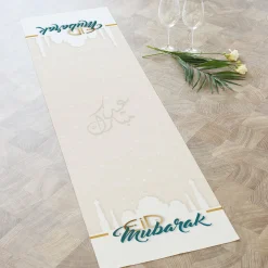 Tischläufer Eid Mubarak zum Zuckerfest | Tischdekoration für Ramadan & Eid al-Fitr | 2 Größen