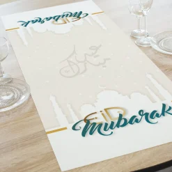 Tischläufer Eid Mubarak zum Zuckerfest | Tischdekoration für Ramadan & Eid al-Fitr | 2 Größen