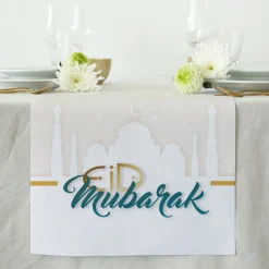 Tischläufer Eid Mubarak zum Zuckerfest | Tischdekoration für Ramadan & Eid al-Fitr | 2 Größen