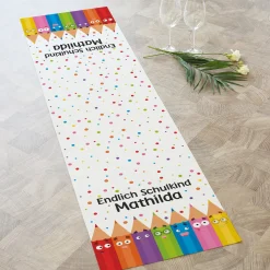 Tischläufer zur Einschulung personalisiert mit Name | Buntstifte | 2 Größen