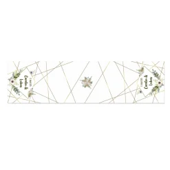 Tischläufer zur Hochzeit mit Namen, Datum & Blüten - in zwei Längen