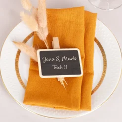 Tischnummer als Holztafel mit Wunschtext für Hochzeiten, Geburtstage & Feiern