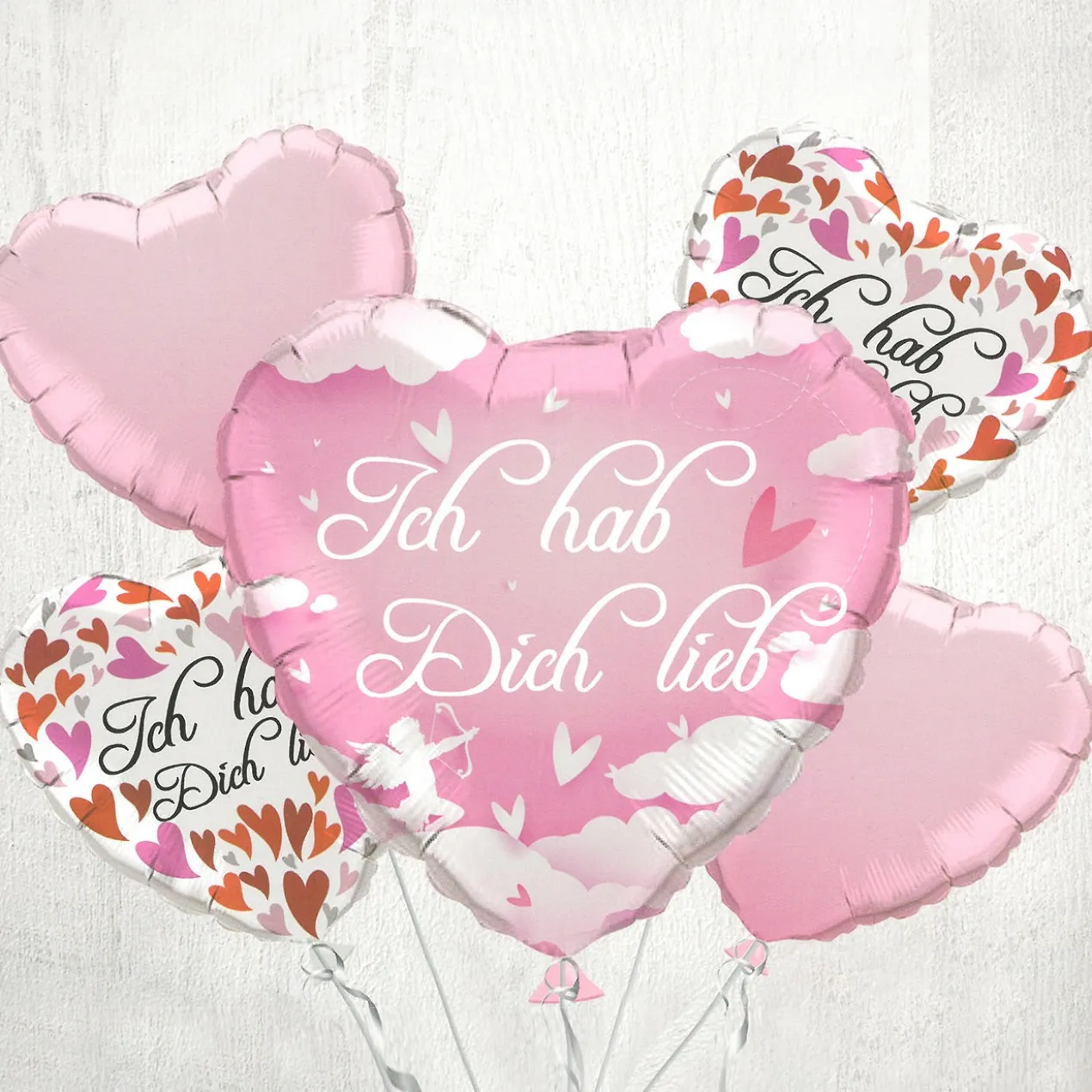 5-tlg. Folien-Ballon-Set - Ich hab Dich lieb