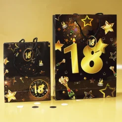 2-tlg. Geschenk-Taschen-Set - 18 schwarz/gold