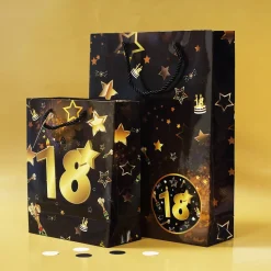 2-tlg. Geschenk-Taschen-Set - 18 schwarz/gold