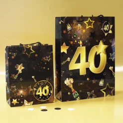 2-tlg. Geschenk-Taschen-Set - 40 schwarz/gold