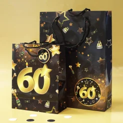 2-tlg. Geschenk-Taschen-Set - 60 schwarz/gold