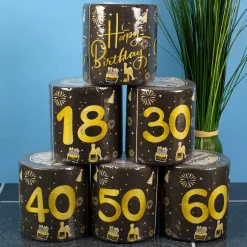 Toilettenpapier zum Geburtstag Schwarz/Gold
