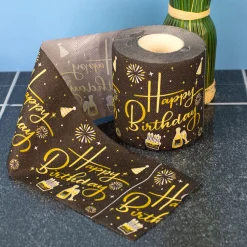 Toilettenpapier zum Geburtstag Schwarz/Gold