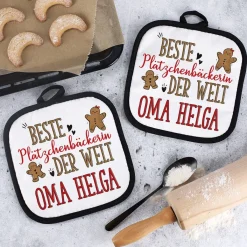 Topflappen - Beste Plätzchenbäckerin - mit Ihrem Wunschnamen