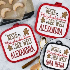 Topflappen - Beste Plätzchenbäckerin - mit Ihrem Wunschnamen