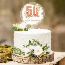 Tortentopper - 50 Jahre gemeinsam - aus Acryl mit Namen bedruckt