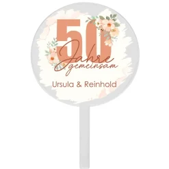 Tortentopper - 50 Jahre gemeinsam - aus Acryl mit Namen bedruckt