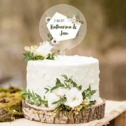 Tortentopper zur Hochzeit personalisiert mit Namen & Datum | Acryl Caketopper für Hochzeitstorte