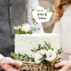 Tortentopper zur Hochzeit personalisiert mit Namen & Datum | Acryl Caketopper für Hochzeitstorte