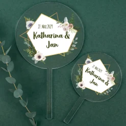 Tortentopper zur Hochzeit personalisiert mit Namen & Datum | Acryl Caketopper für Hochzeitstorte