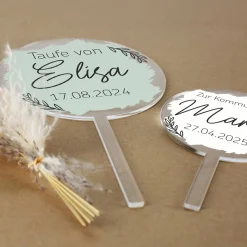 Tortentopper - Zweige - zur Taufe, Kommunion, Konfirmation mit Ihren Wunschtexten