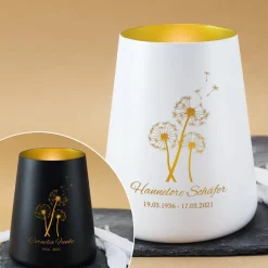 Trauerlicht mit Pusteblumen in schwarz oder weiss