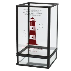 Trauer Windlicht mit Leuchtturm | Personalisierte Laterne mit Name & Datum von Ritzenhoff & Breker