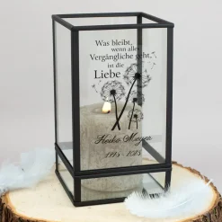 Trauer Windlicht mit Pusteblumenmotiv | Personalisierte Laterne mit Name & Datum Ritzenhoff & Breker