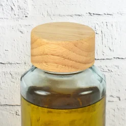 Trinkflasche aus Glas mit Name personalisiert 600 ml | Handmade Flasche mit Holzdeckel als Geschenk