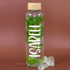 Trinkflasche aus Glas mit Name personalisiert | Nachhaltige Flasche als Geschenk für Sport & Freizeit
